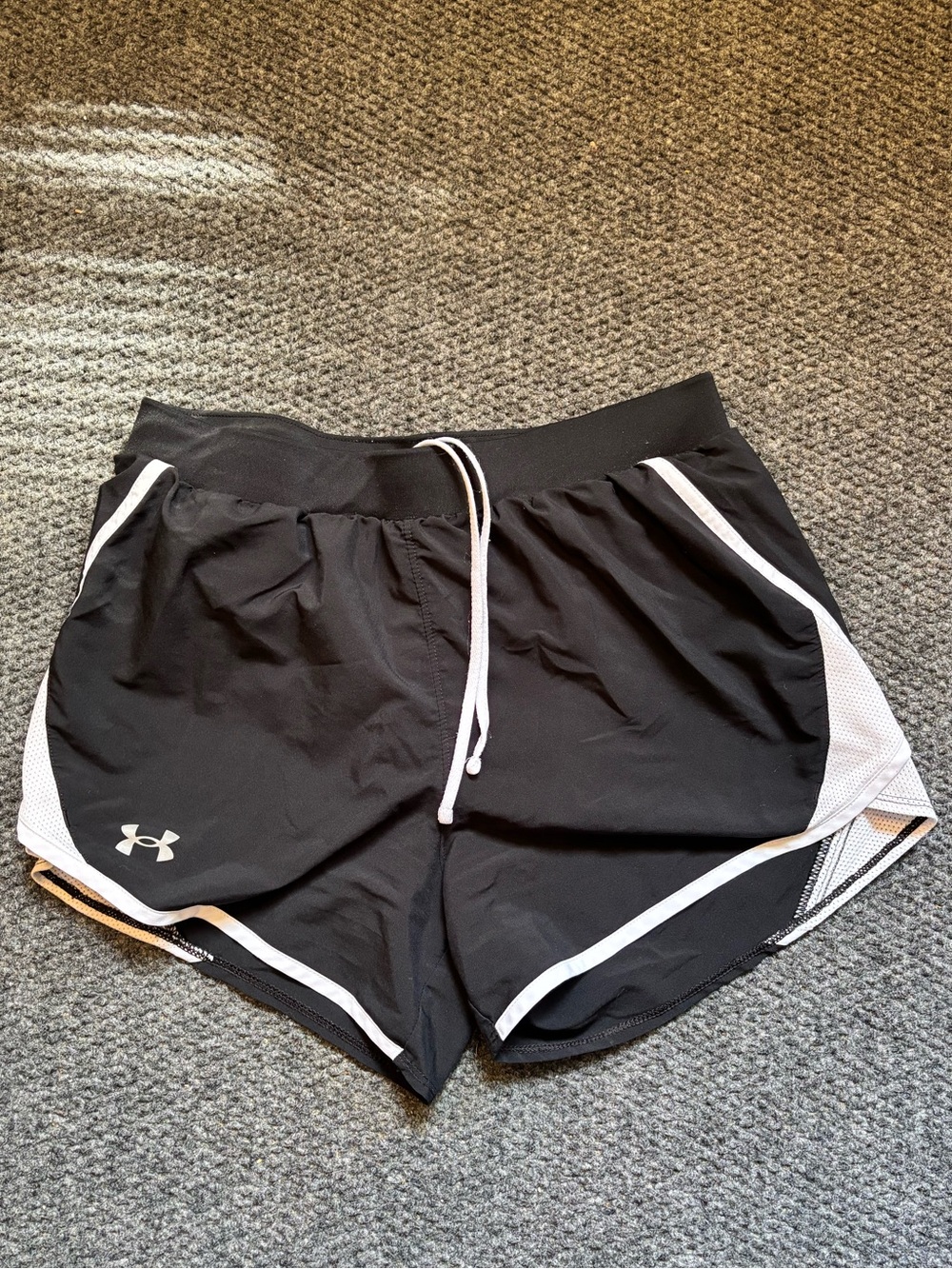 Under Armour Black Athletic Running Shorts with White Trim